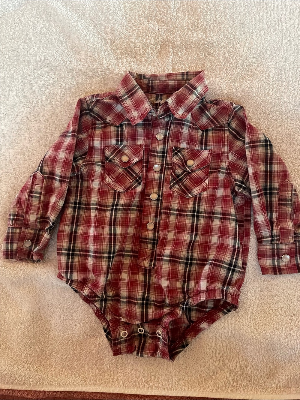 Wrangler Red Plaid Long-Sleeve One-Piece